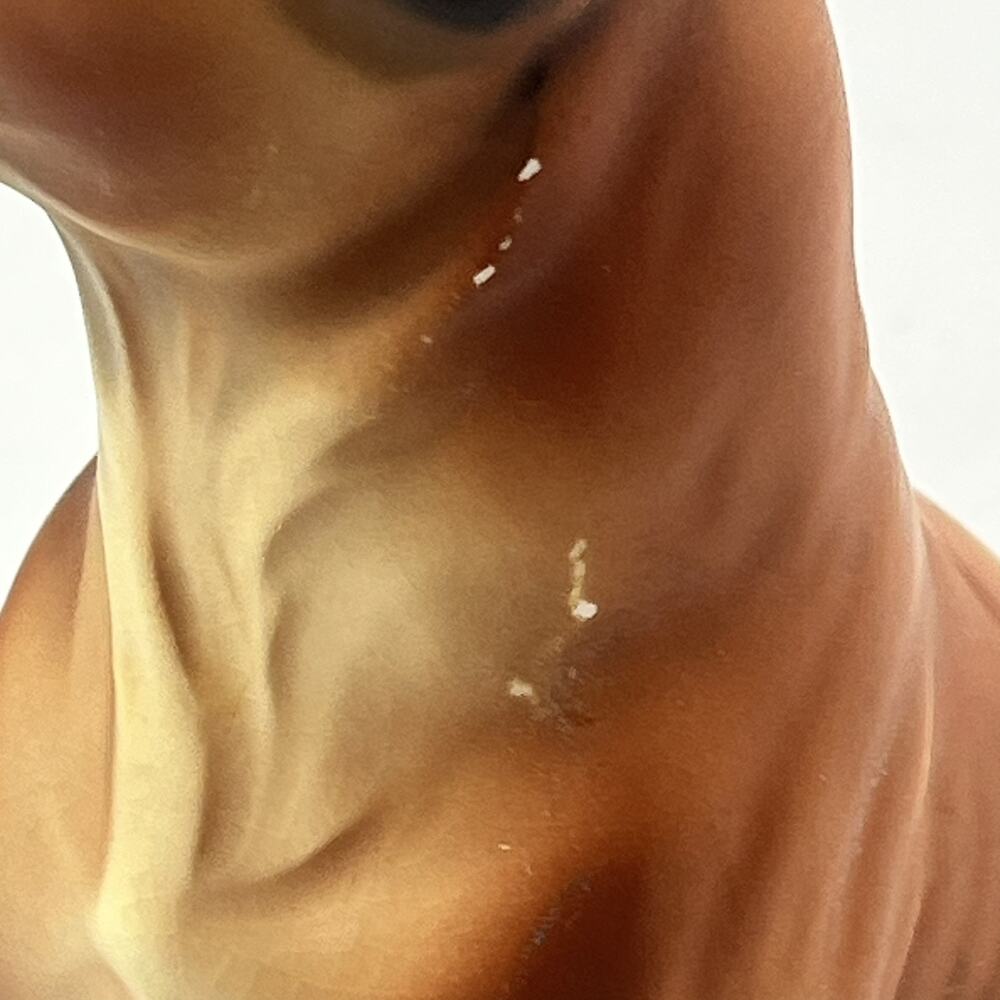 Vintage Japan Boxer Dog Figurine Ceramic Statue Brown Cropped Ears 7" Chalkware - Picture 8 of 12